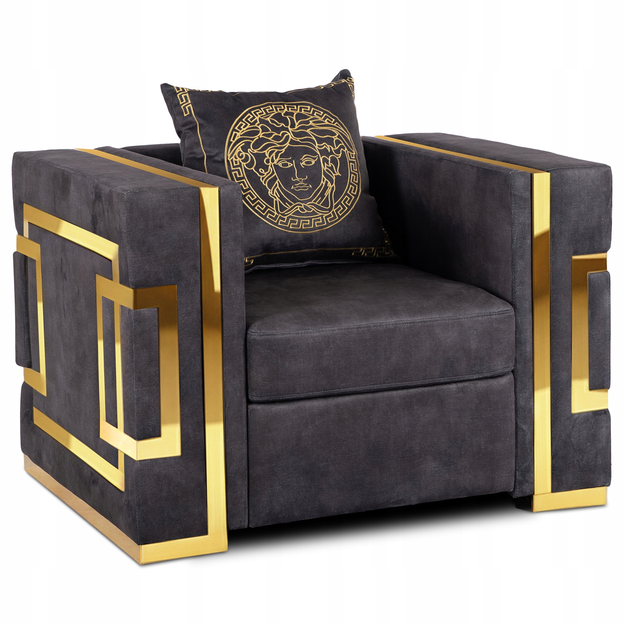 Pohovka Glamour Jednomístná do obývacího pokoje černá zlatá Pallazo 1S