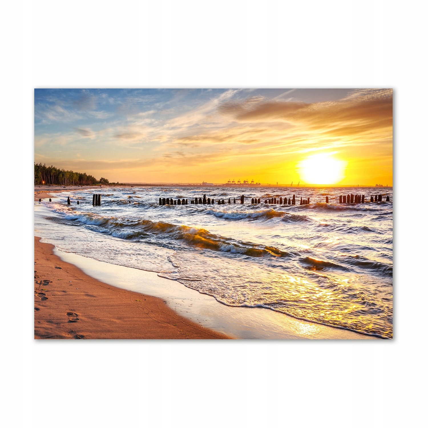 

Foto obraz szklany Zachód słońca plaża 100x70