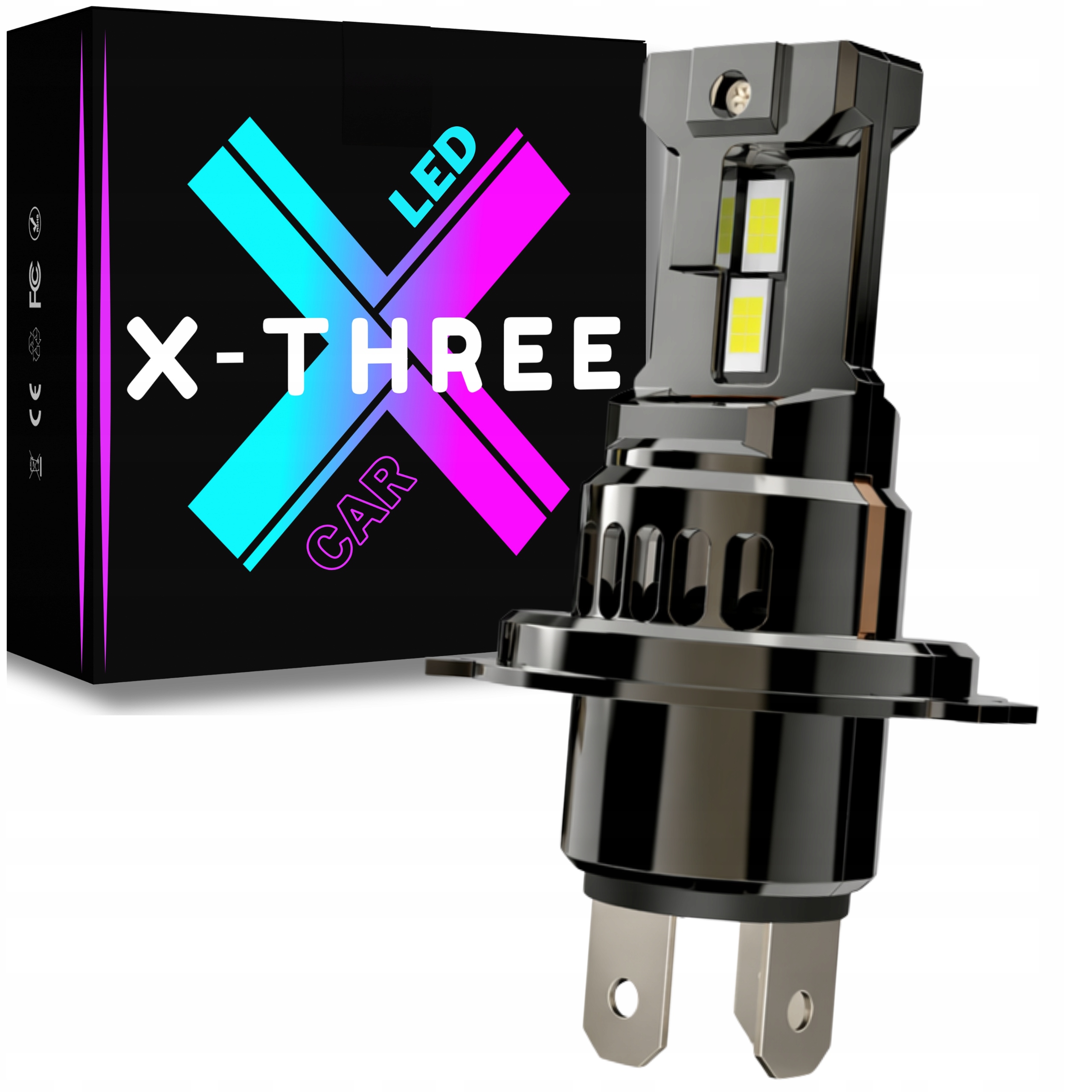 Led Žárovka H4 Motocykl Skútr Canbus Homologace 50W Silné Bílé Světlo