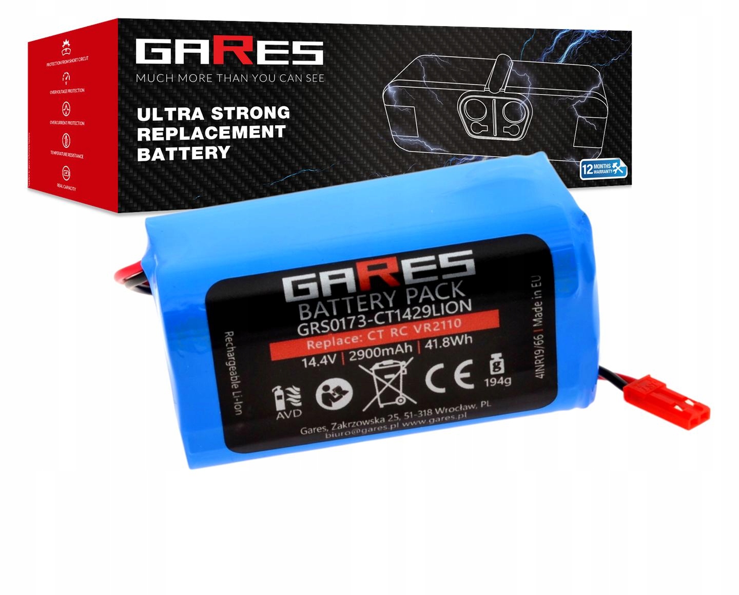 Akumulátor Gares pro Concept VR2110 2v1 RoboCross Gyro 14,4V 2,9AH Li-Ion