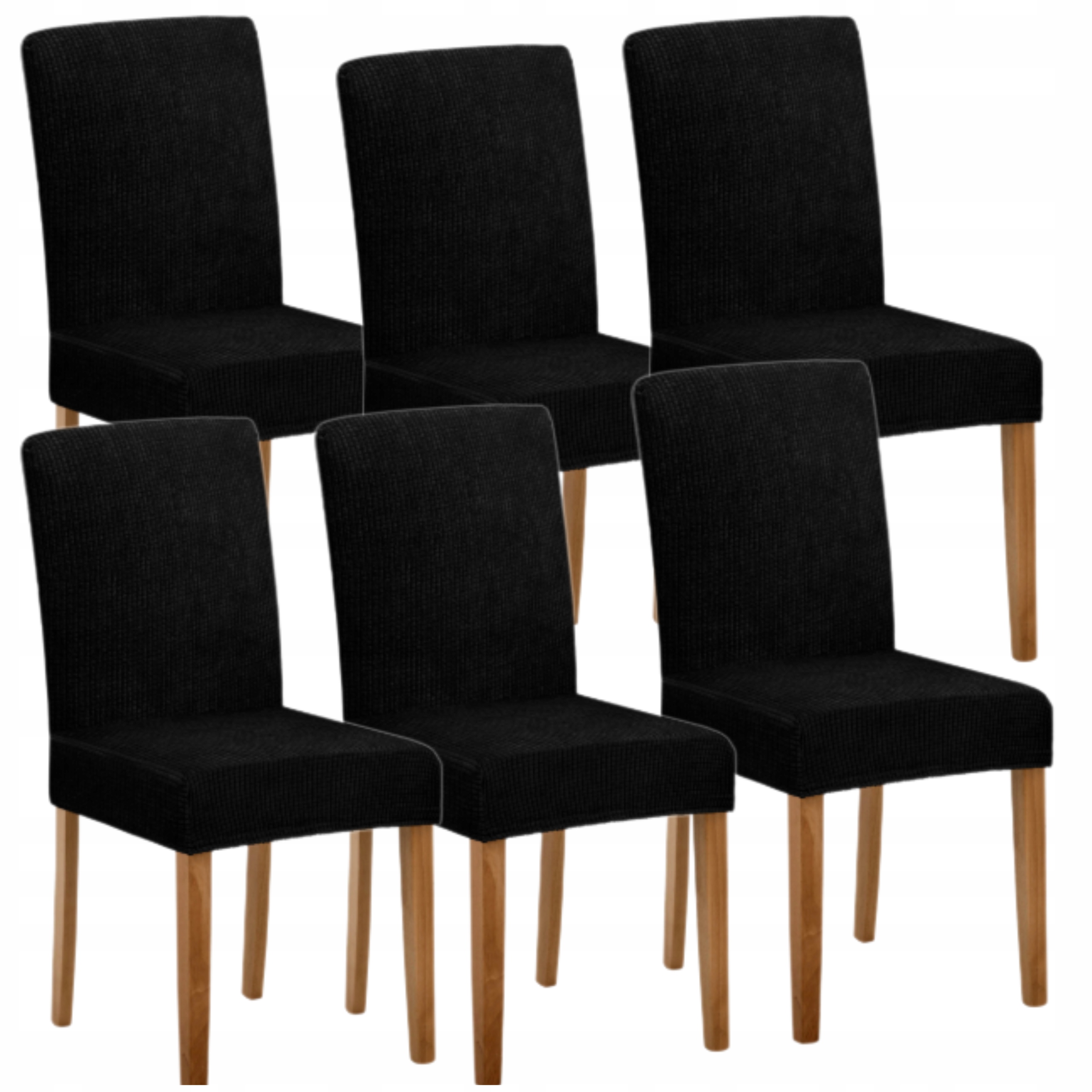 6 x Potahy Na Židle Univerzální elastický potah Křeslo Černé