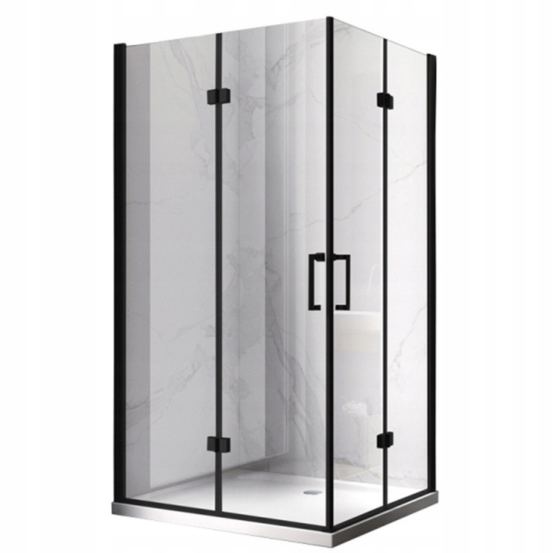 Kabina Prysznicowa Prostokątna ZES-KZ12B-BL-100X80 Czarna 100x80 CM