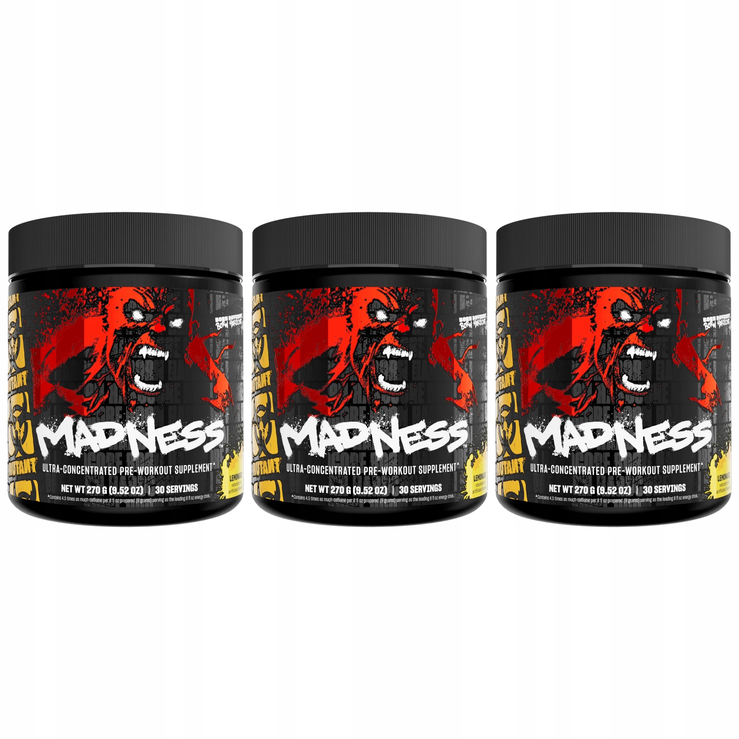 3x Předtréninkovka Energie Síla Čerpadlo Koncentrace Mutant Madness New