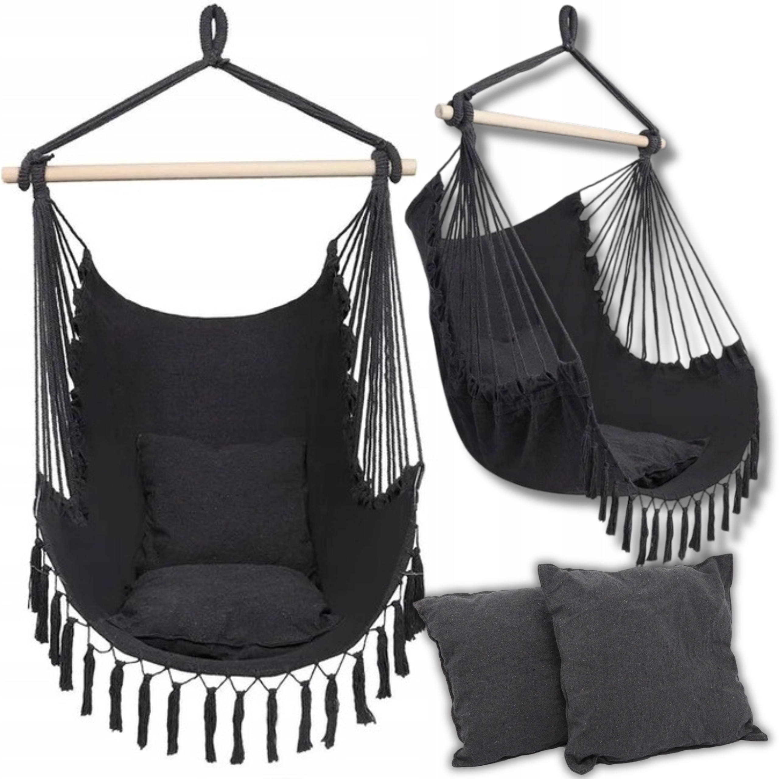 Brazilská Houpací Síť, Zahradní Houpačka Síť, Závěsné Křeslo, Boho Křeslo 2X Polštář
