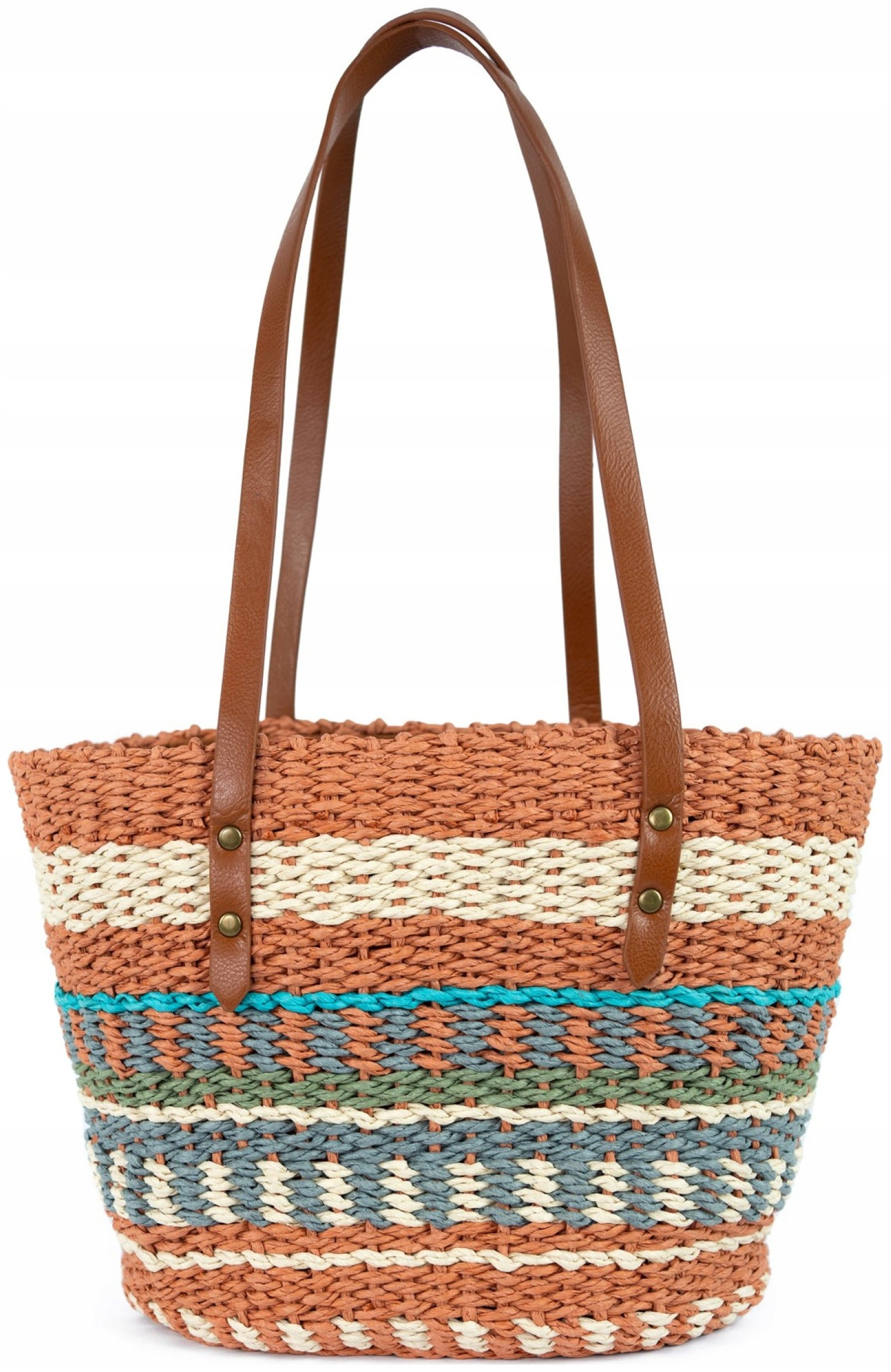 Taška s košíkem Ksanti pletená dámská na léto, přírodní, stylová, červená