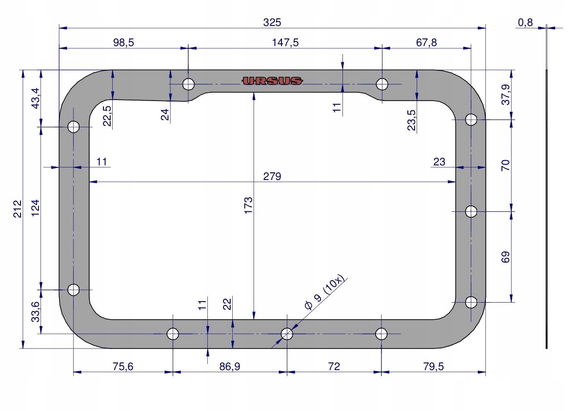 Uszczelka pokrywy górnej skrzyni biegów krążelit 0.8mm C-330 ( sprzedawane Numer katalogowy części 50011070U