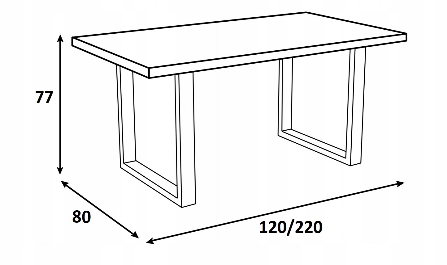 Stół Industrialny 120-220x80 Metalowe Nogi Loft Kolor mebla inny kolor