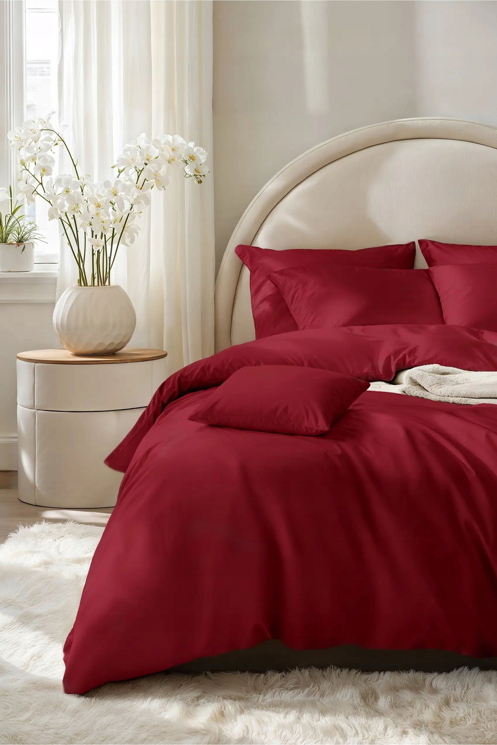 Posteľná Bielizeň bavlnená saténová Sin 220x200 jednofarebná bordová