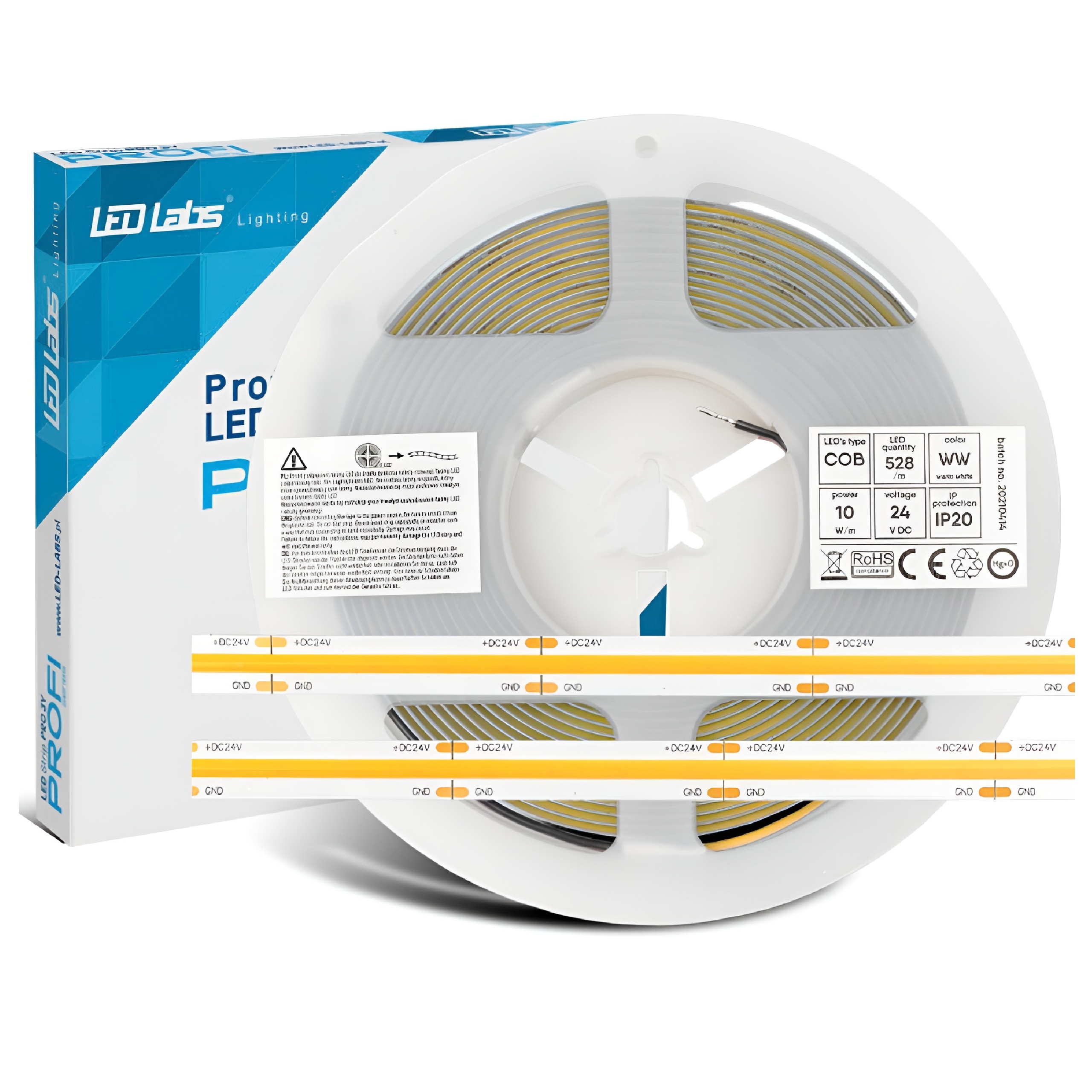Led pásek 24V Cob 50W 5 m Teplá Barva 3000K 2640LED Bezbodová Premium