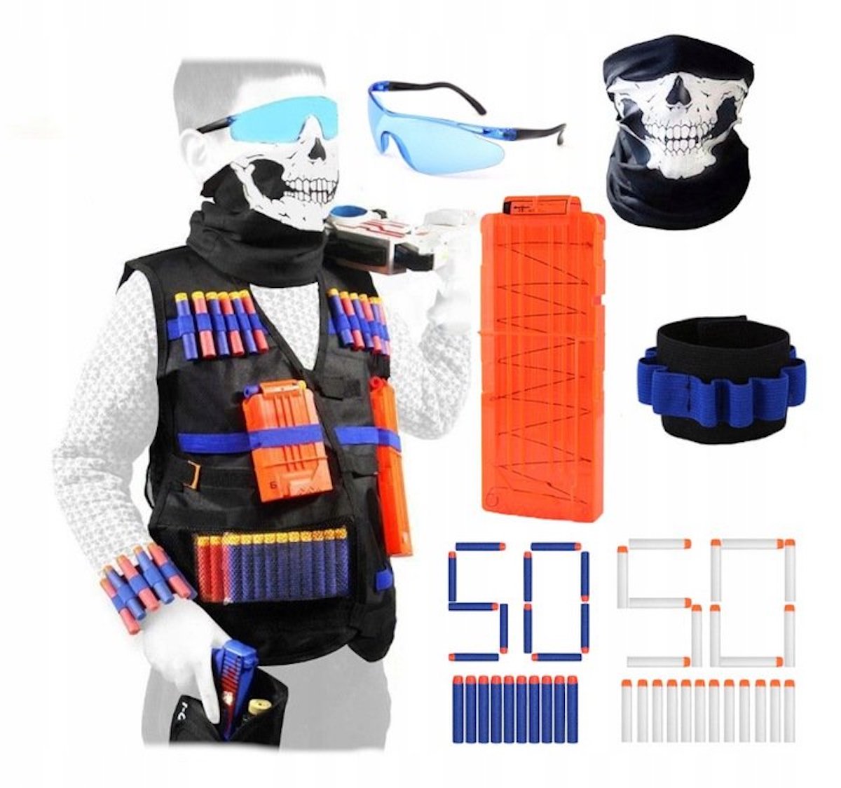 

Kamizelka Do Nerf Akcesoria 100 Strzałek Okulary