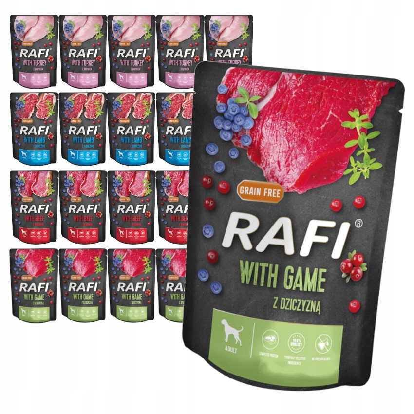 Rafi Vlhké Krmivo pro psa 20x300g Mix Hovězí Krůta Jehněčí zvěřina