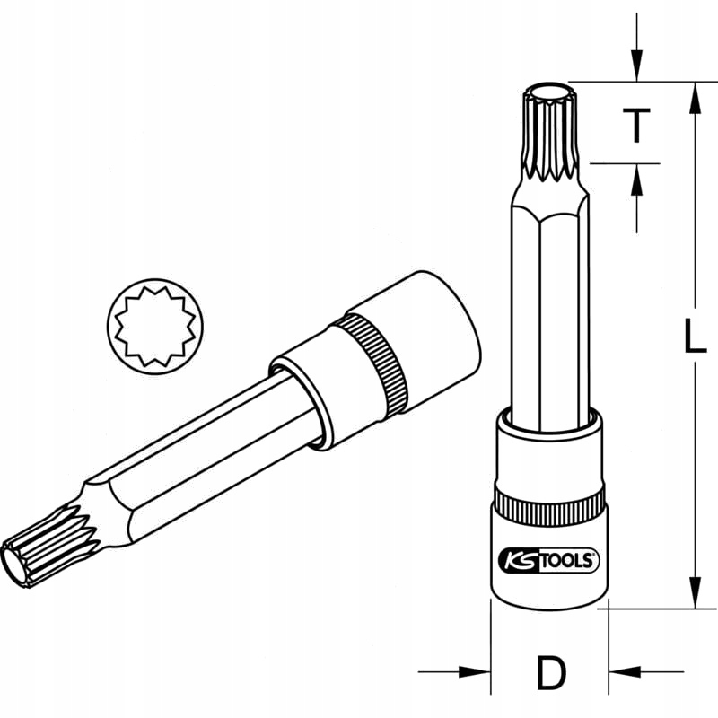 KS Tools 1/2" nasadka z bitem do śrub wieloząbkow