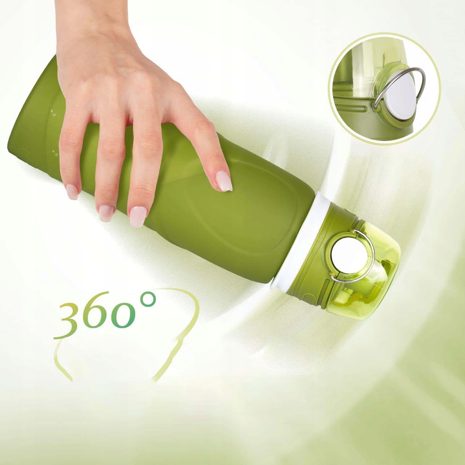 750ML SKŁADANA SILIKONOWA BUTELKA NA WODĘ DO PODRÓŻ KEMPING ZIELONY Model Foldable water bottles