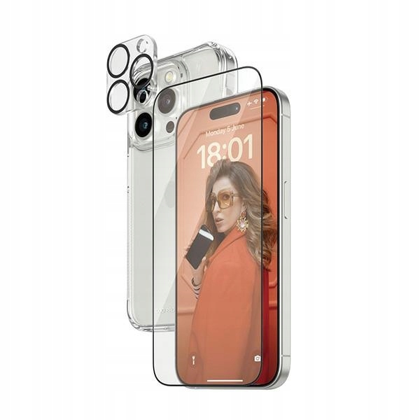 PanzerGlass Sada 3v1 pro iPhone 15 Pro Max 6.7" – D3O Ochranné Pouzdro Ochranné Sklo na Displej