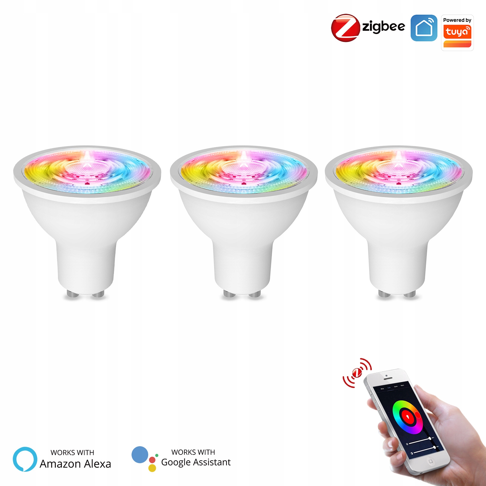 Żarówka LED RGB GU10 ZigBee TUYA SMART LIFE 3SZT