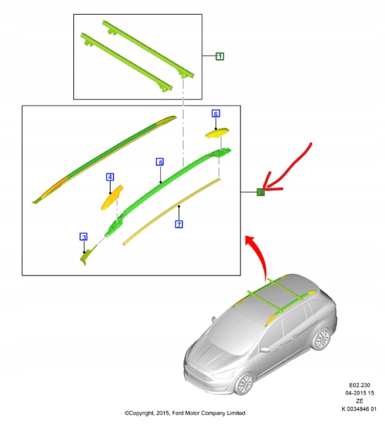 ZESTAW RELINGÓW DACHOWYCH FORD C-MAX Mk2