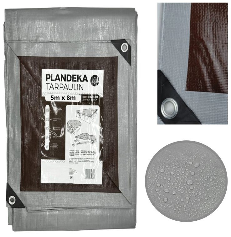 Ochranná plachta 5x8 m Stříbrná pevná 210 g/m² Voděodolná s očky