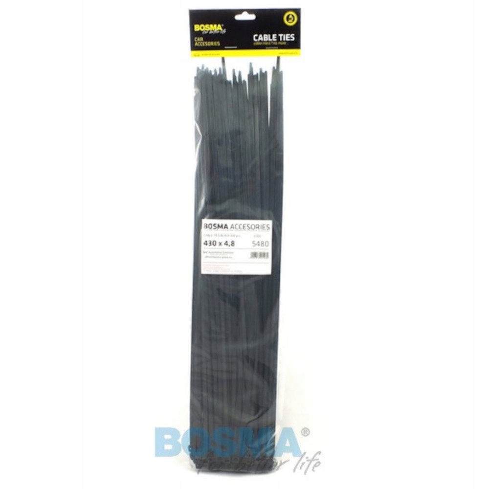 

Opaski Kablowe Czarne Bosma (100 szt) 4,8x430mm