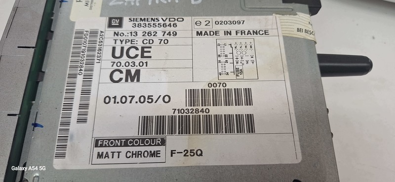 RADIO OPEL ZAFIRA B 13262749