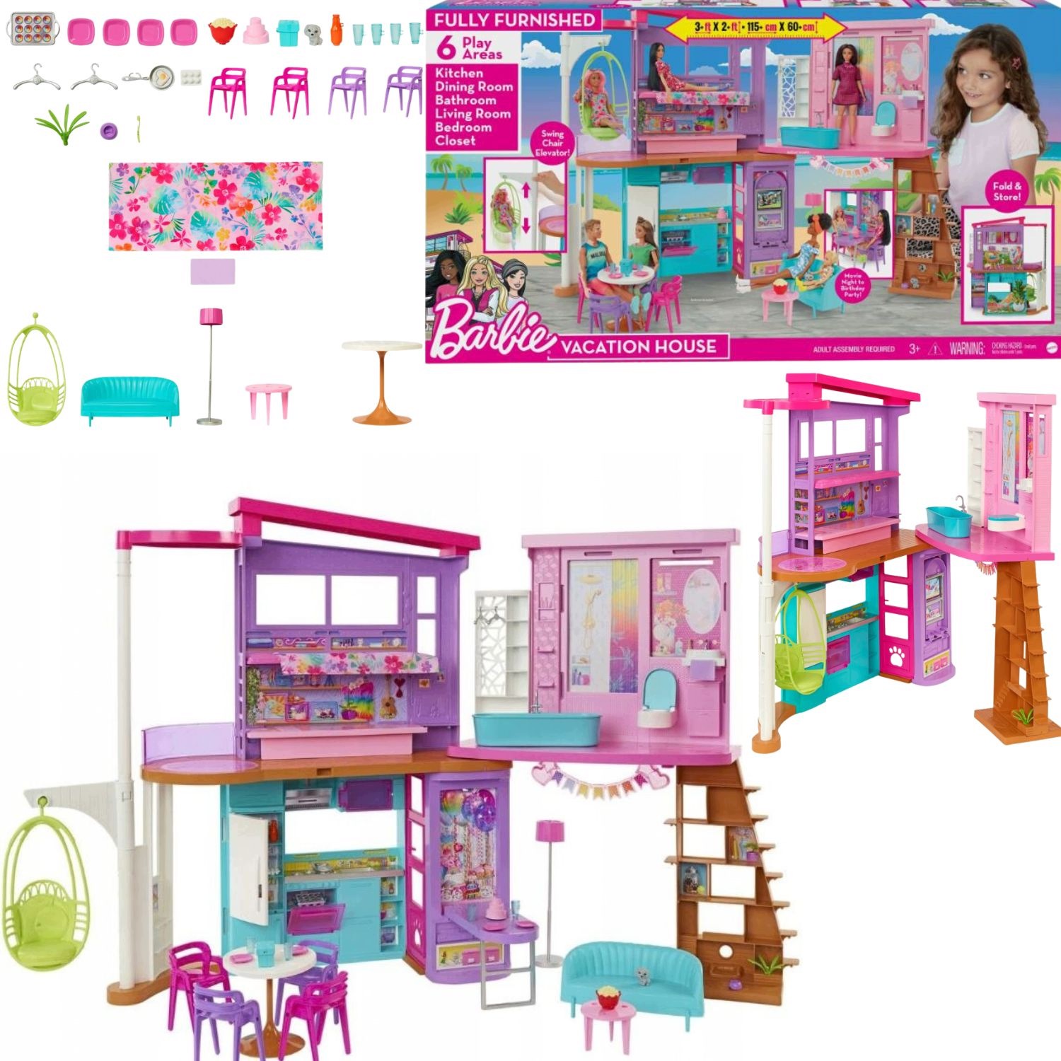 Barbie Duży Wakacyjny Domek Willa Dla Lalek Zestaw Dla Dziecka Do Zabawy