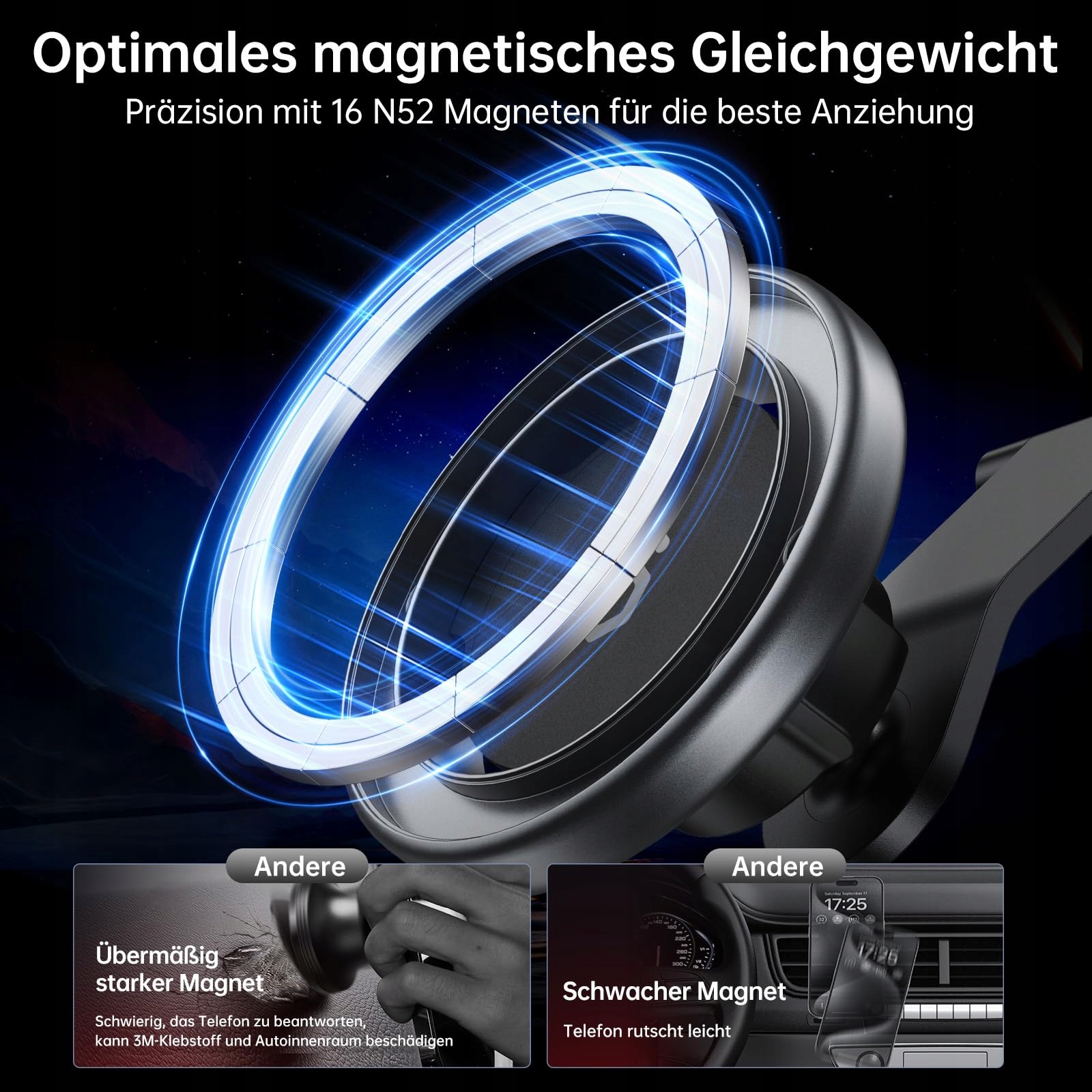 SYNCWIRE Uchwyt Samochodowy MagSafe Magnetyczny Do iPhone 15 Pro i Innych — miniatura 5