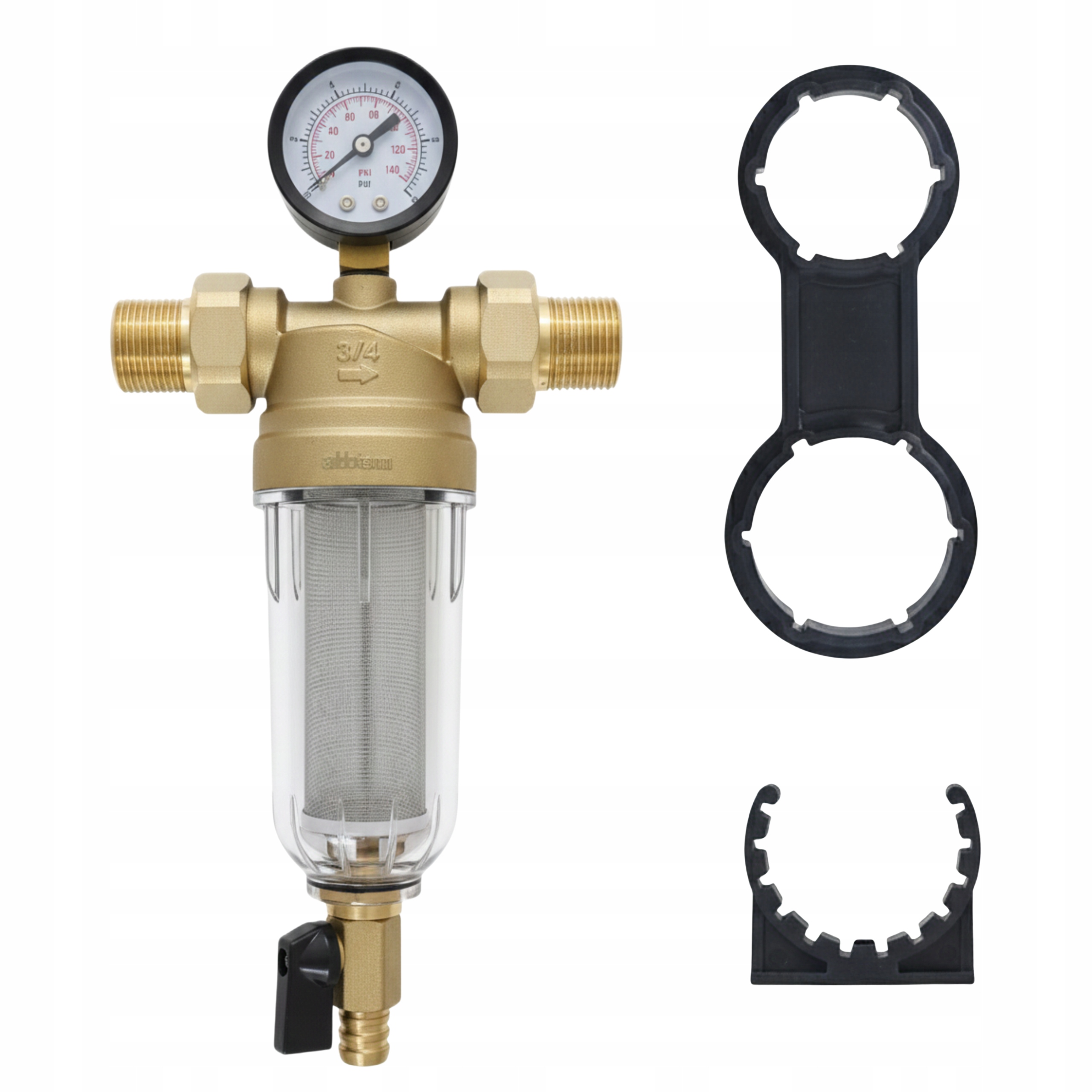 Mechanický Samočistící Vodní Filtr S Manometrem 3/4" DN20 S Oplachováním