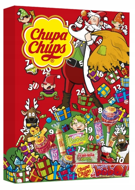 Адвент-календарь Chupa Chups Premium XXL, леденцы, жевательная резинка и конфеты, 210 г