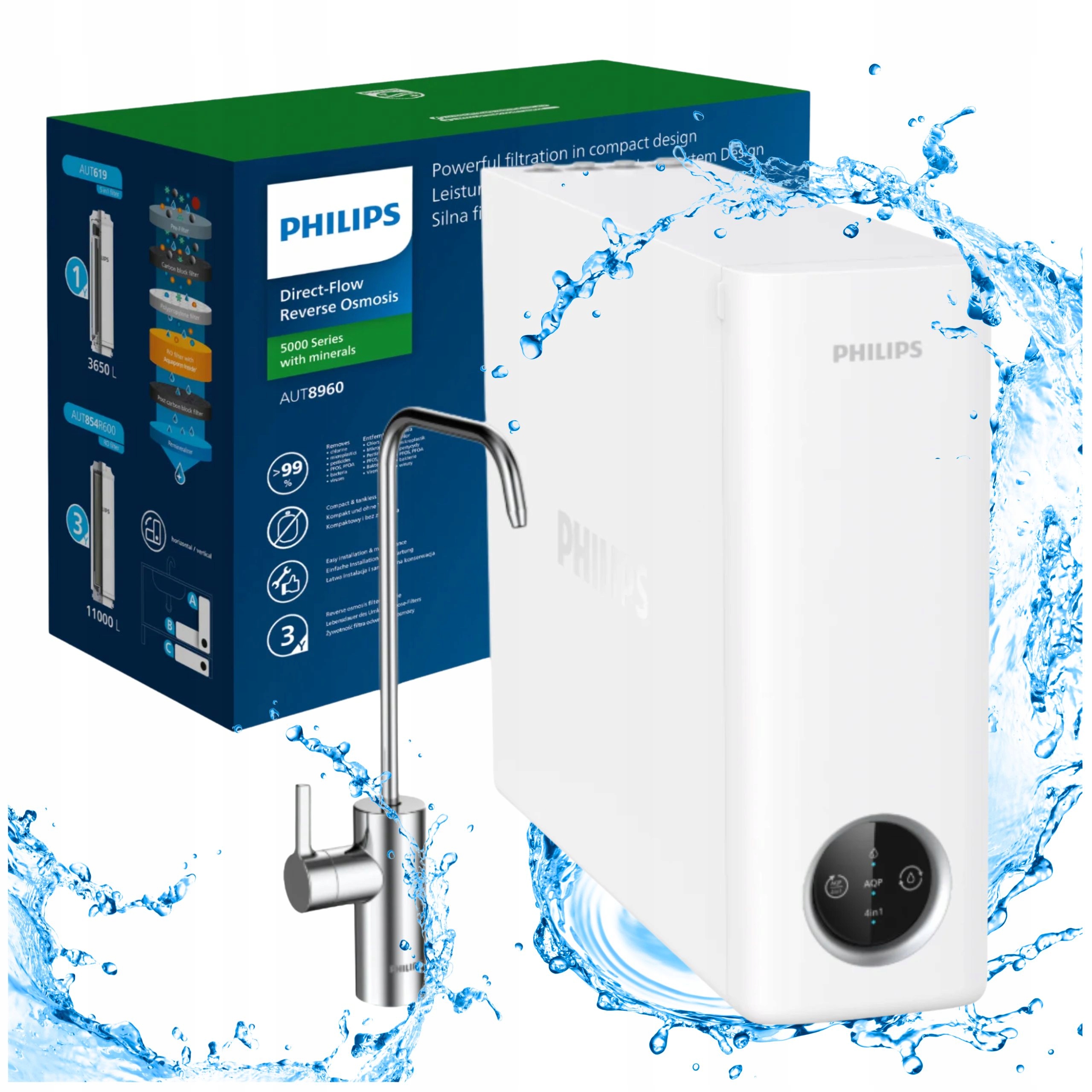 Philips AUT8960/10 Oczyszczacz Wody Odwrócona osmoza kuchnia Bezzbiornikowy