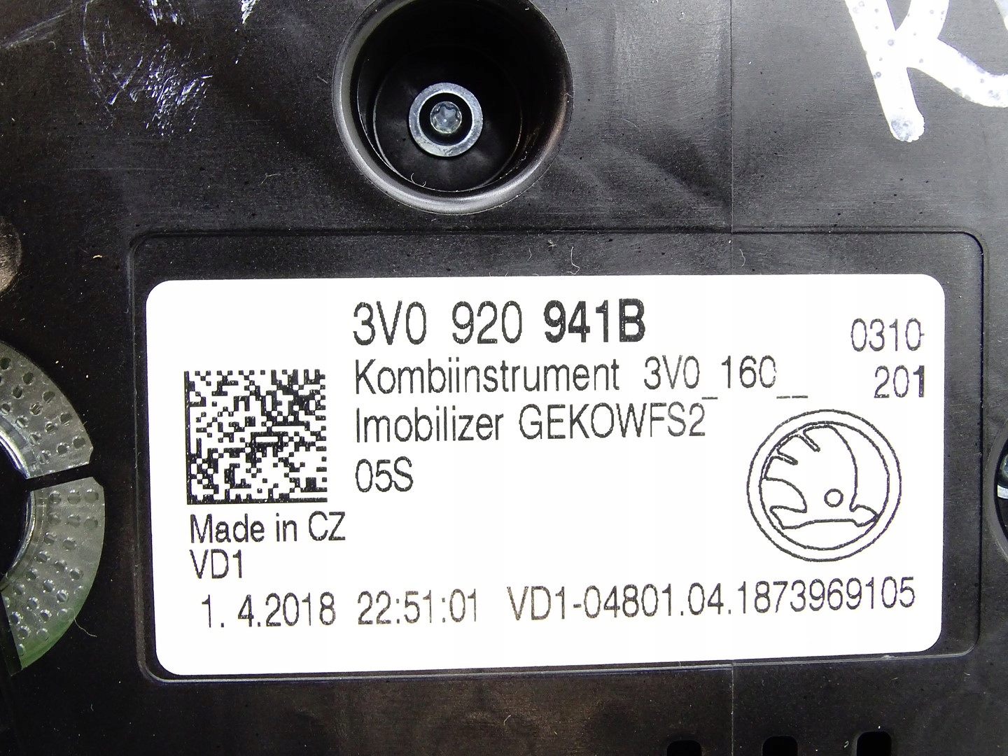 dials dials PREDKOSCIOMIERZ SKODA SUPERB III 2.0 TDI 3V0920941B