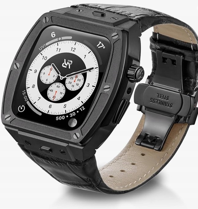 Obudowa na Apple Watch Series 9 8 7 6 Se 44/45 mm pasek z prawdziwej skóry