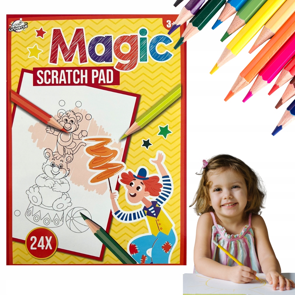 MAGICZNY BLOK ZDRAPKA ZDRAPYWANKA 24 ARKUSZE 3+ MAŁPKI