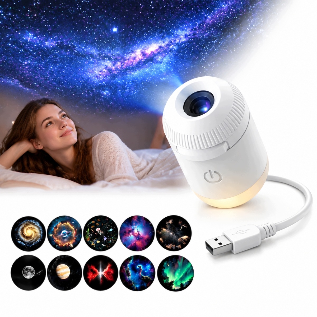 Holograficzny Projektor Nocny 5D Z 12 Slajdami Hd Obrót O 360°