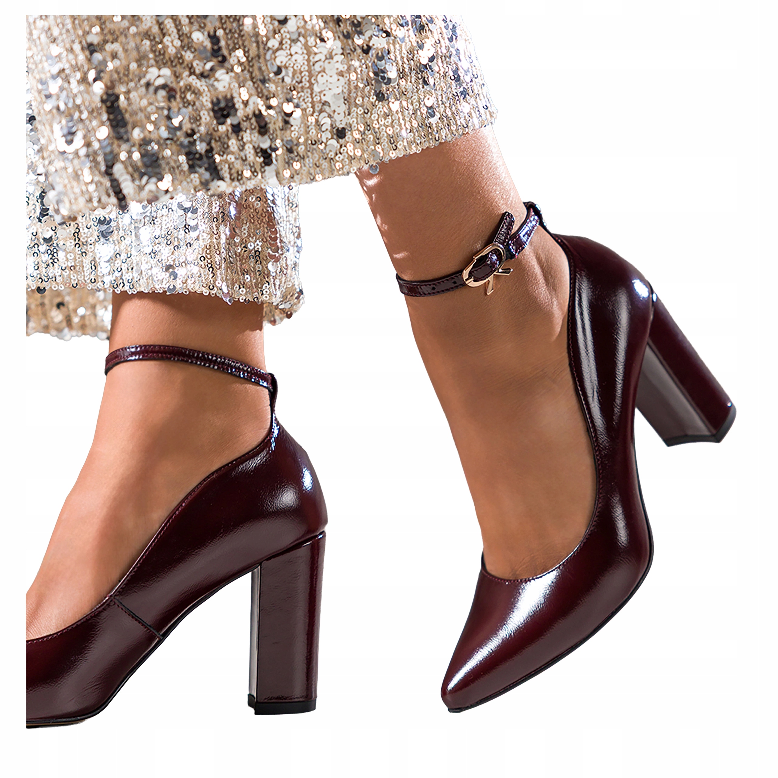 Čelovka Bordová Dámská Kožená Polské Lakovaná Na Sloupku Módní r 36