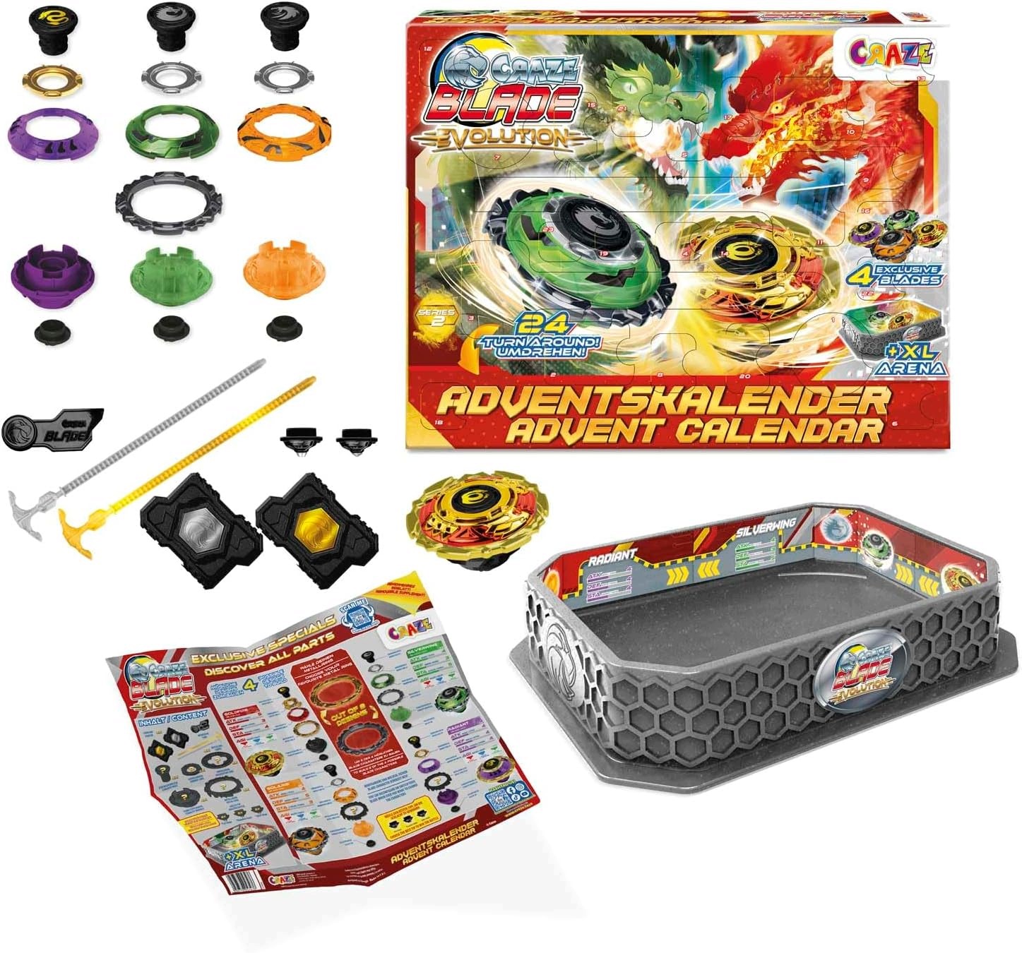 Kalendarz adwentowy Craze Blade dla dzieci 8+ bączki bojowe arena XL