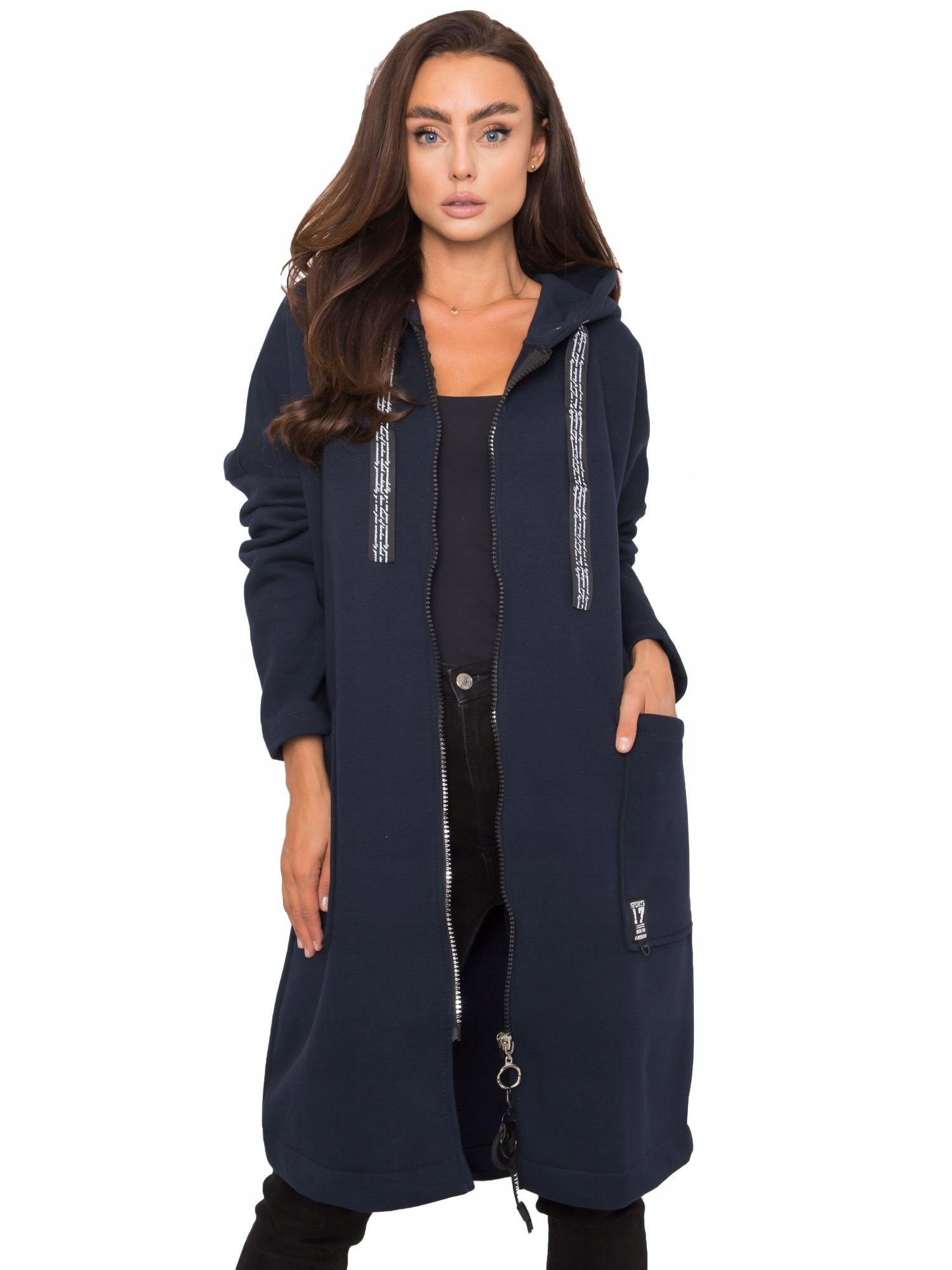 

Ciepła Damska Bluza długa bawełna z kapturem - S/m