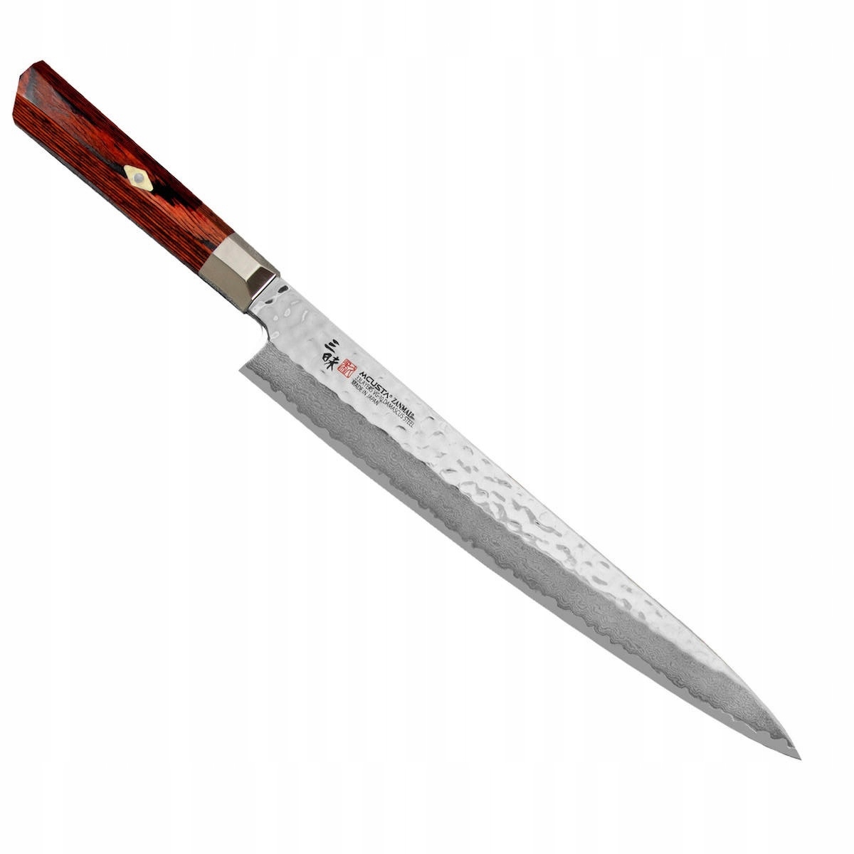 Mcusta Zanmai VG-10 Supreme Hammered Japonský nôž Sujihiki 61 Hrc 27 cm