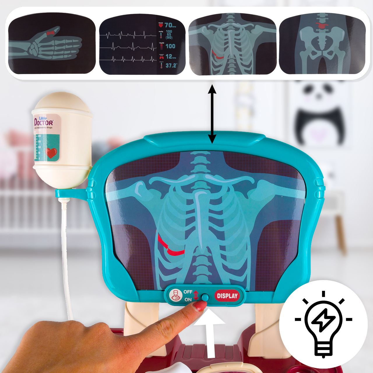 ZESTAW MAŁEGO LEKARZA MAŁY DOKTOR WÓZEK LEKARSKI 29 EL. RENTGEN DLA DZIECI Kod producenta 109743