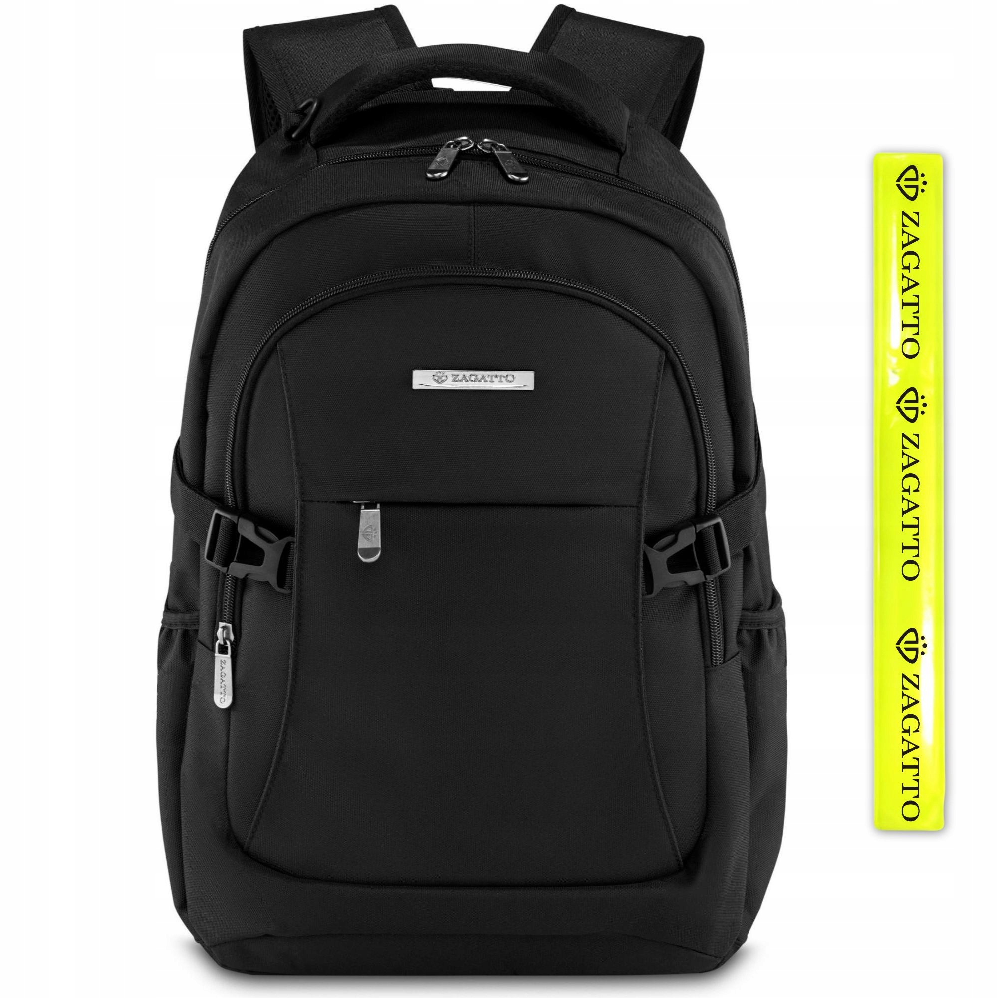 Sportowy duży plecak męski czarny szkolny z miejscem na laptopa 17” Zagatto