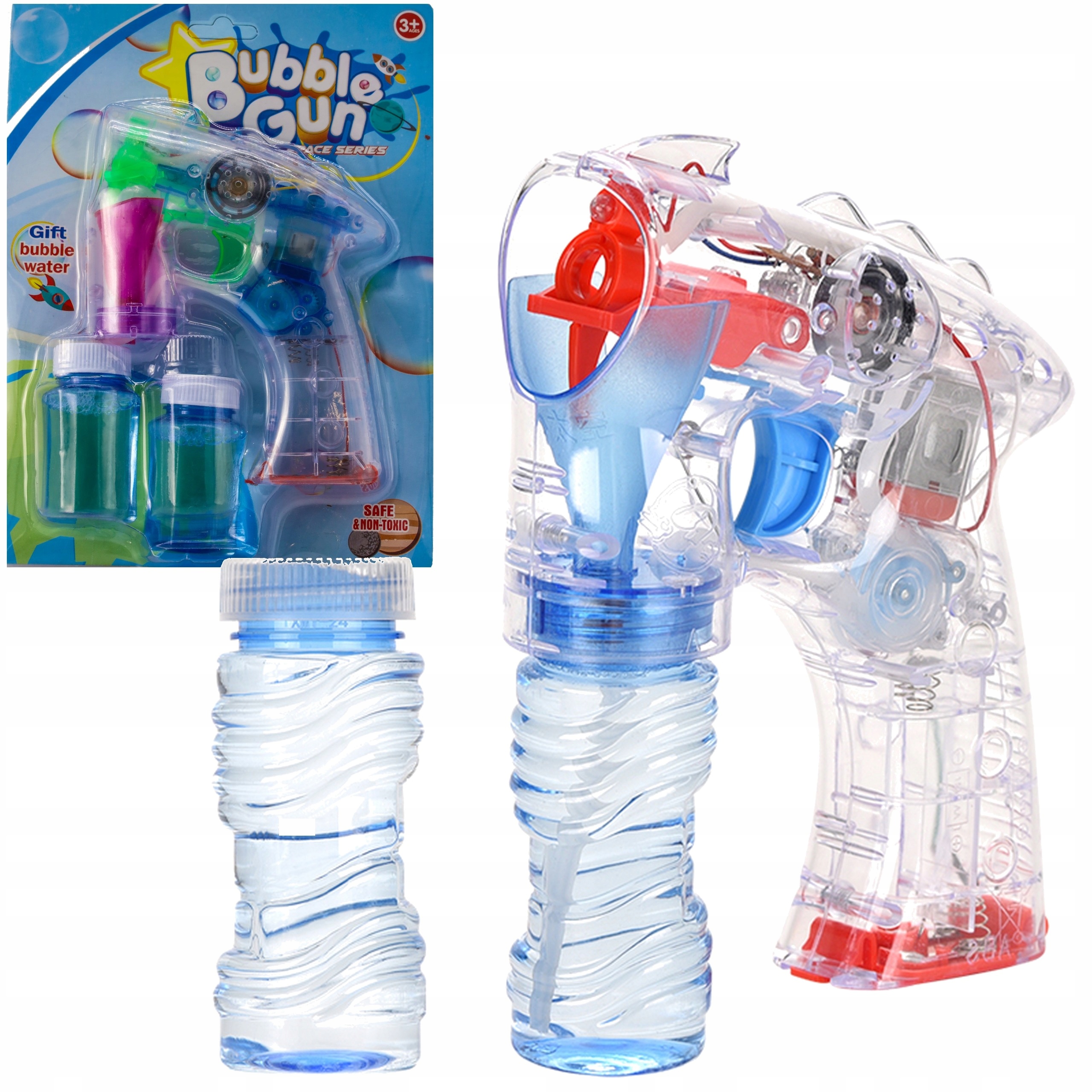 

Pistolet na bańki mydlane światło dzwięk płyn