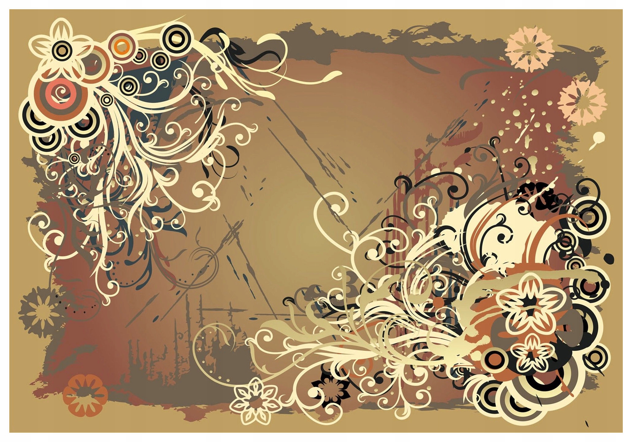 Fototapeta Květiny Boho Zemité Béžové a Terakota Gradient 208x146 lepidlo