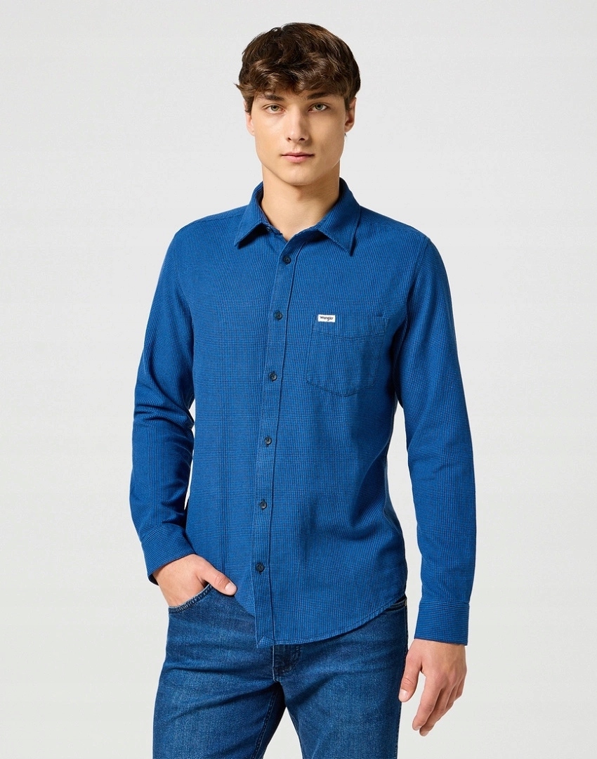Pánská košile Wrangler 1 Pkt Flannel Shirt Wrangler Blue 112357220 M