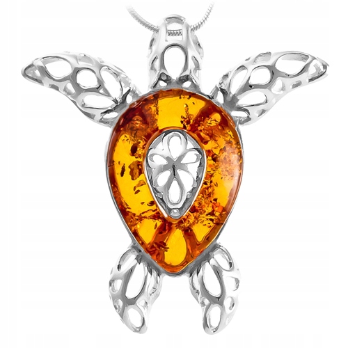 Stříbrná Želva přívěsek přívěsek stříbro 925 s Jantarem řetízek Na Dárek