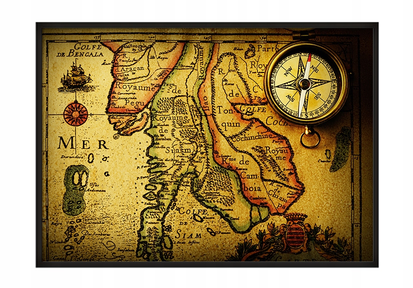 OBRAZ PLAKAT W RAMIE 53x73 cm Mapa P745