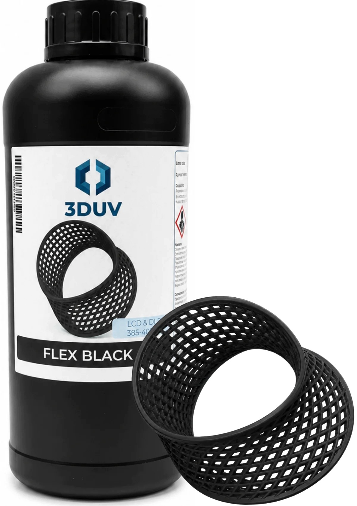 Uv pryskyřice 3DUV Flex Black černá 1 kg 1 l pro 3D tiskárnu Elastická