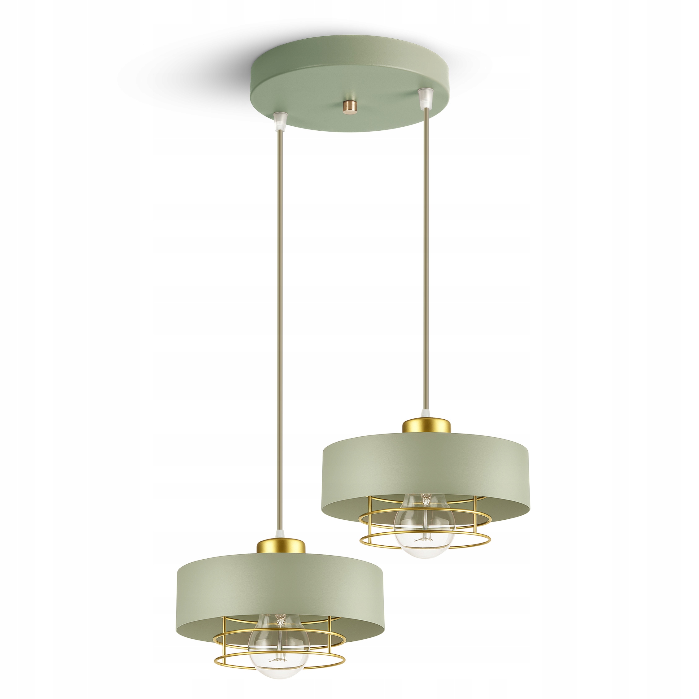 Lampa Sufitowa Wisząca Żyrandol Szałwia Złoto 2xE27 Led 760-EZ2