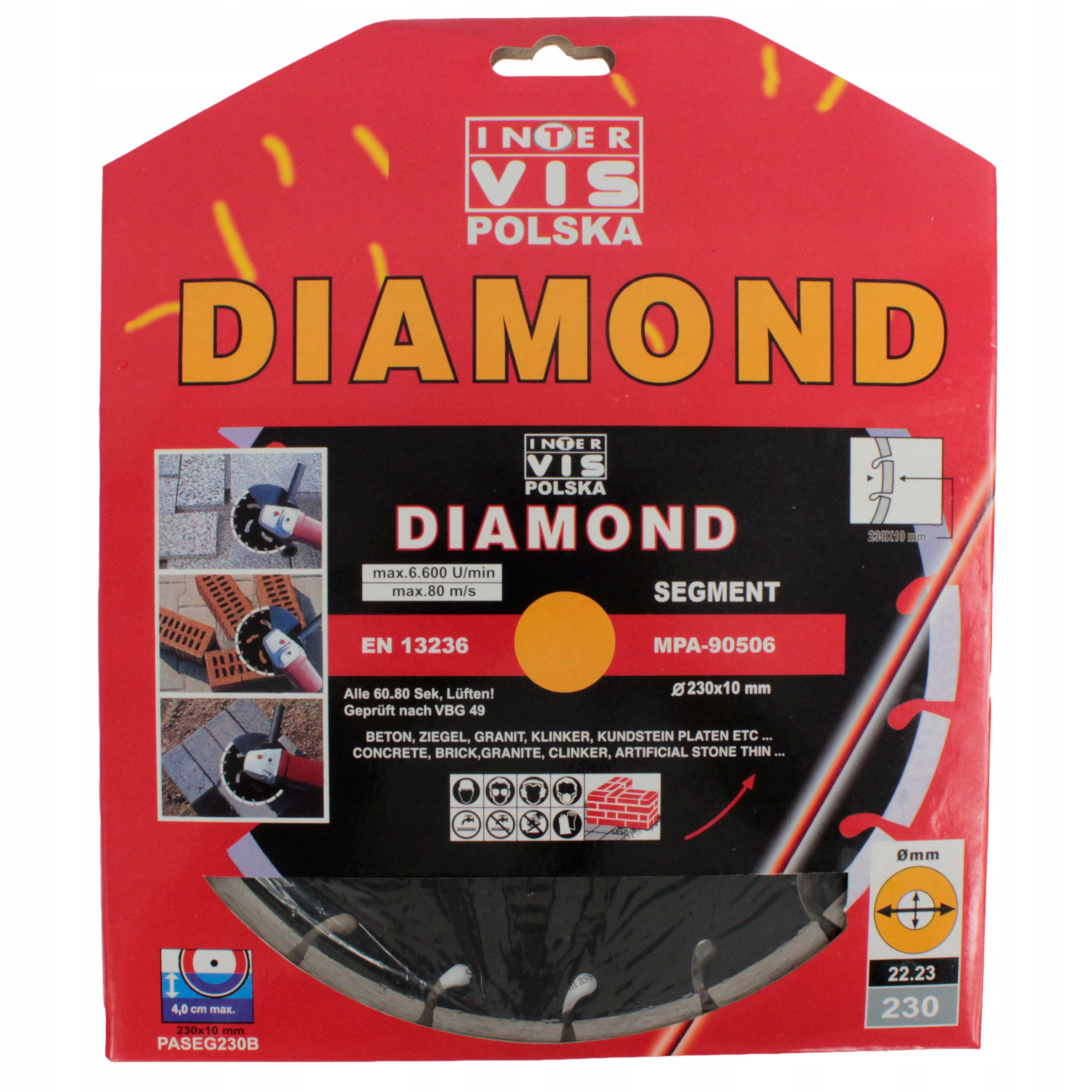 TARCZA DO BETONU DIAMENTOWA INTER-VIS 230 SEGMENT Seria PROFESSIONAL