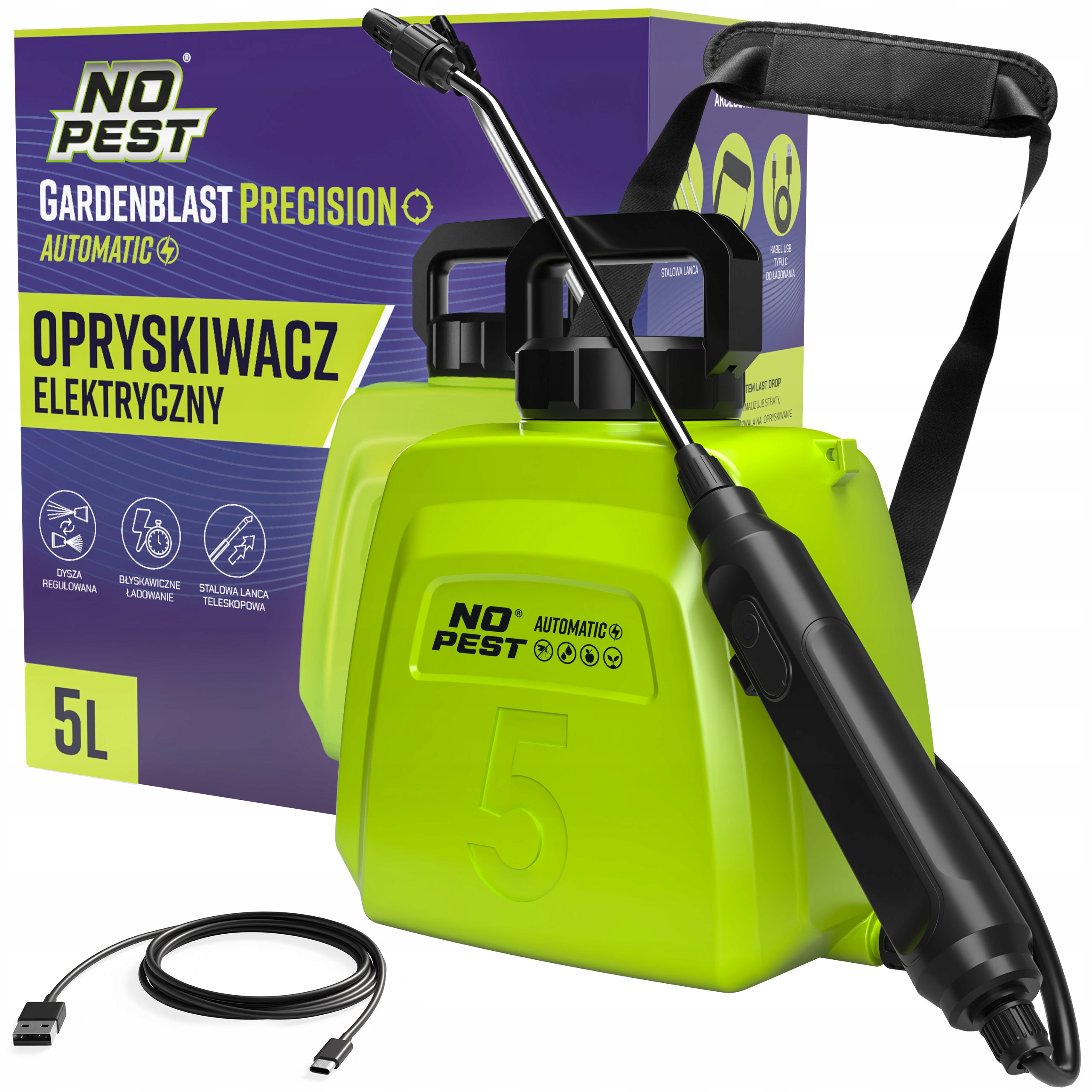 Opryskiwacz Elektryczny Ciśnieniowy Automatyczny Gardenblast No Pest 5L