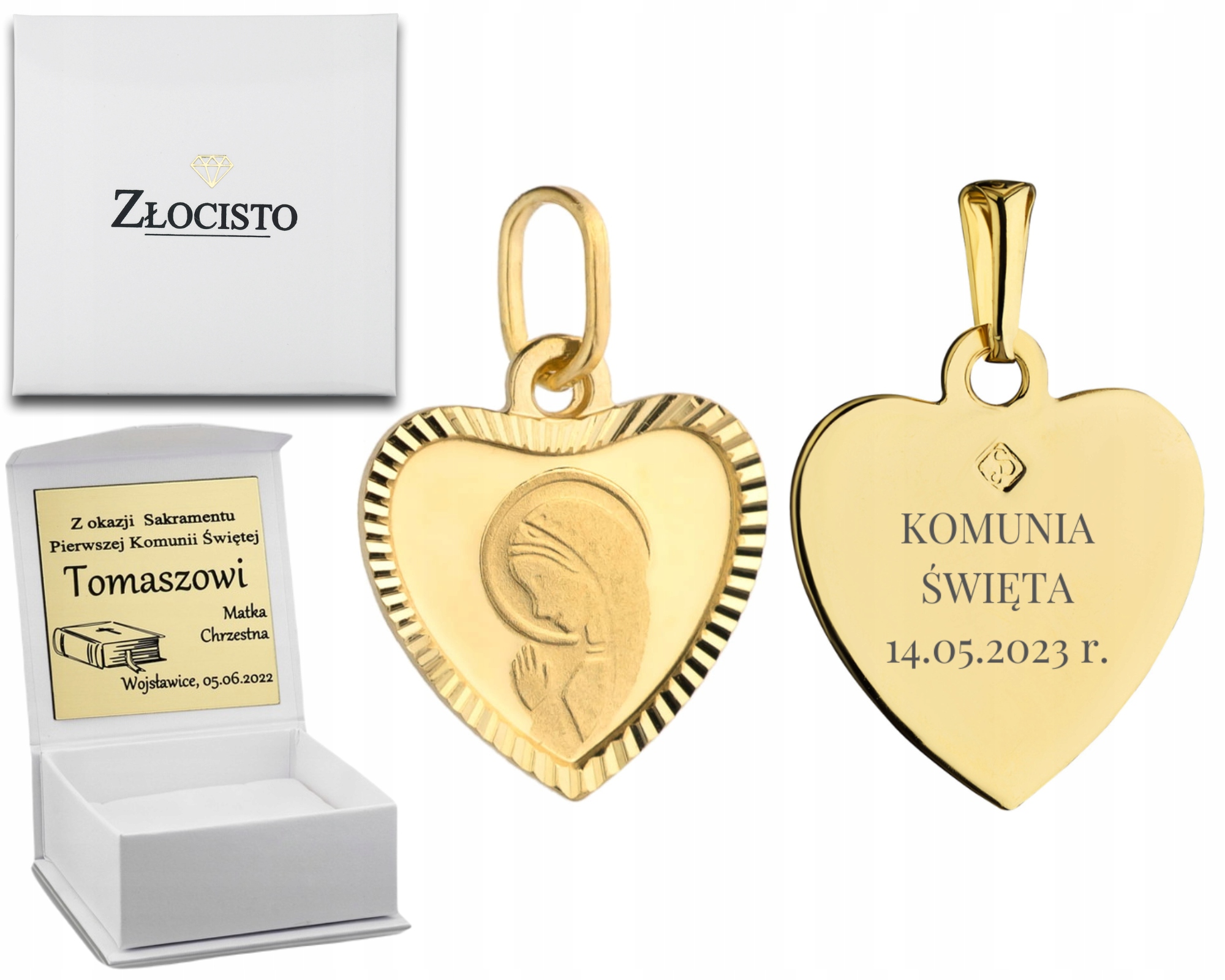 Zlatý Medailonek Srdce Modlící Matka Boží 585