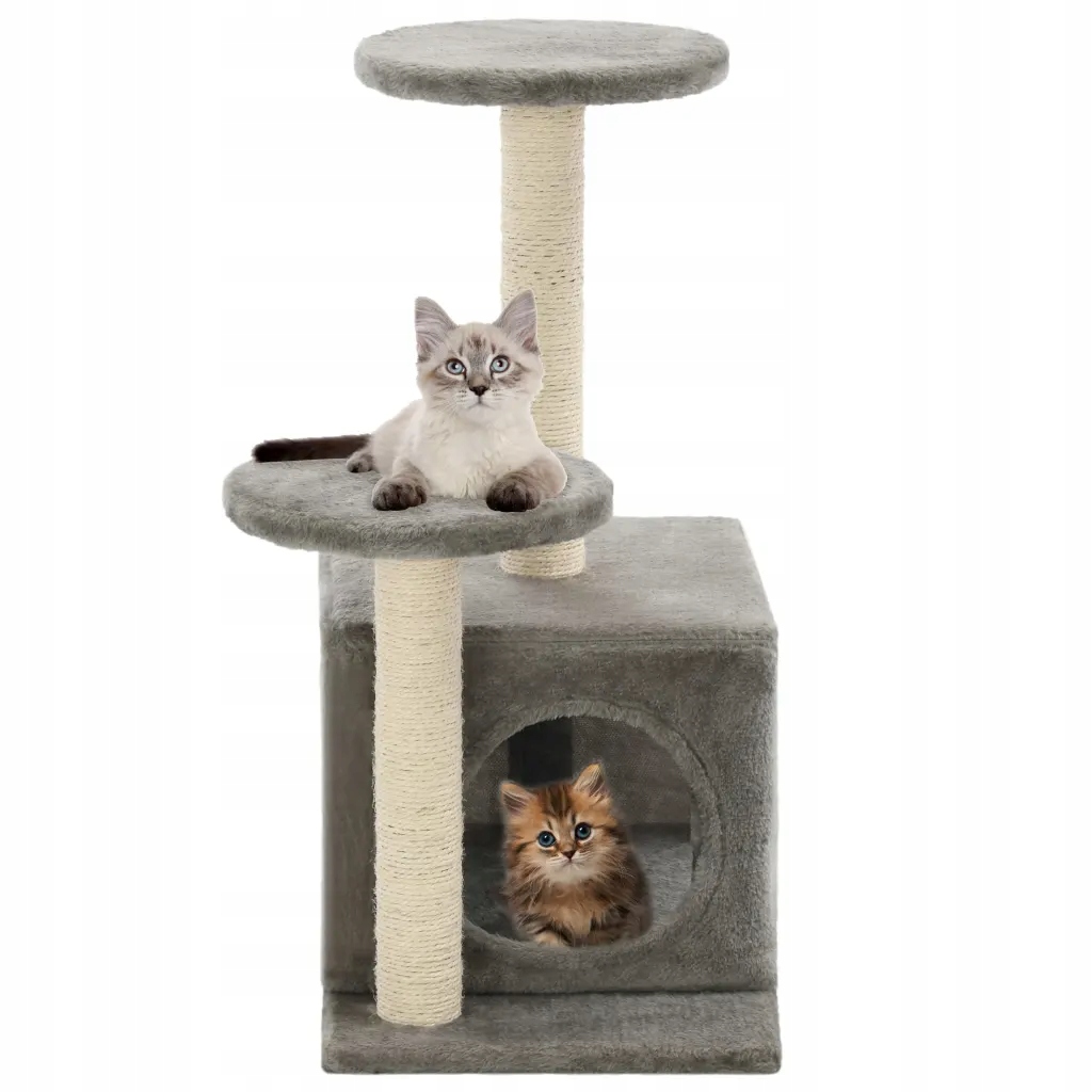 Levně Škrabadlo pro kočky sisalovými sloupky 60 cm šedé