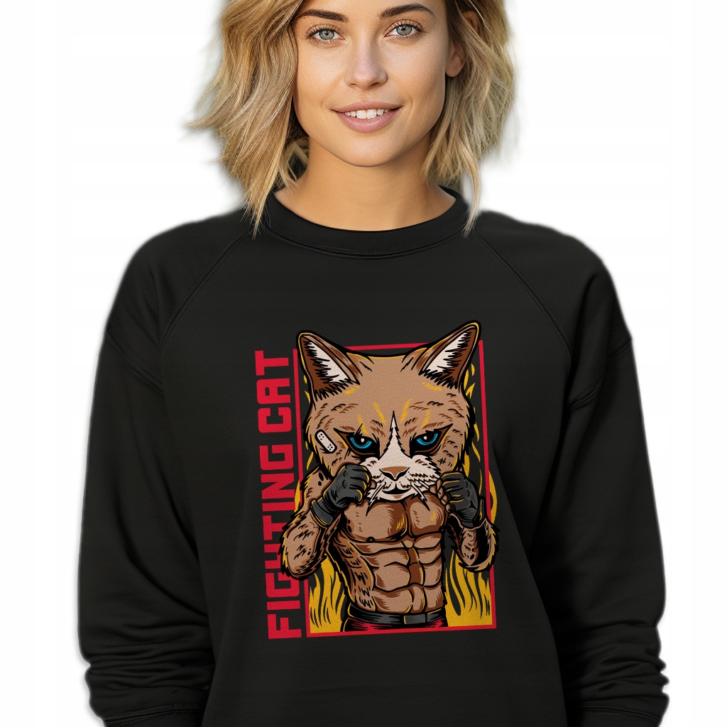 Mikina Dámská Tepláková Černá Velikost XL Dárek Vzory Fighting Cat MIX